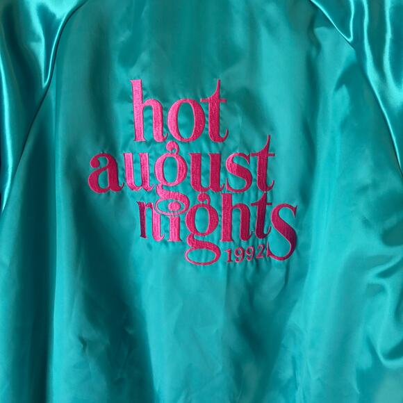 Vintage 1992 HOT AUGUST NIGHTS Men's XXL Blue Bomber Jacket Reno Classic Cars - Picture 2 of 11